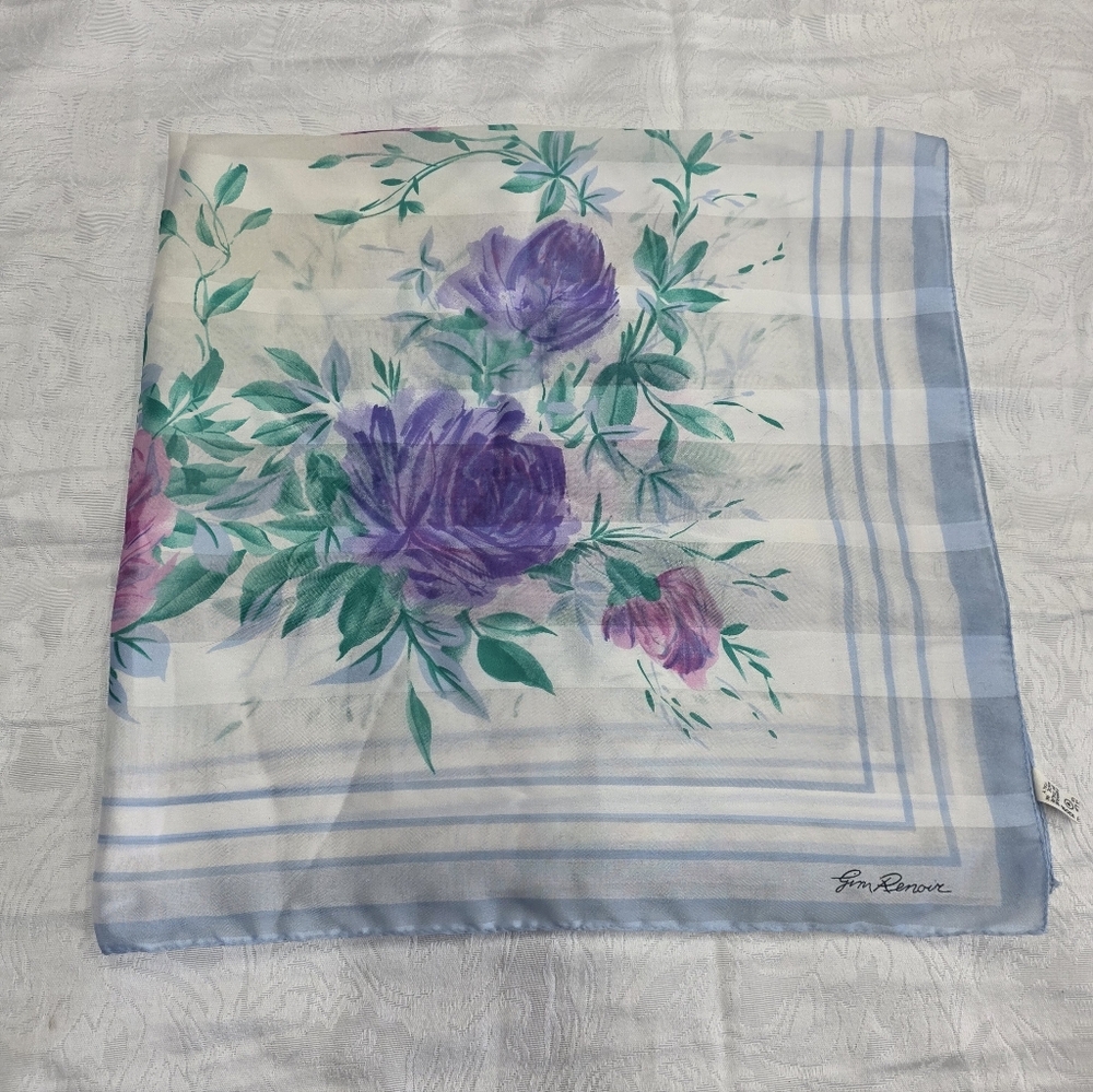 🔥Vintage Gin Renoir Italy Floral Scarf - Blue/Pink - AS IS